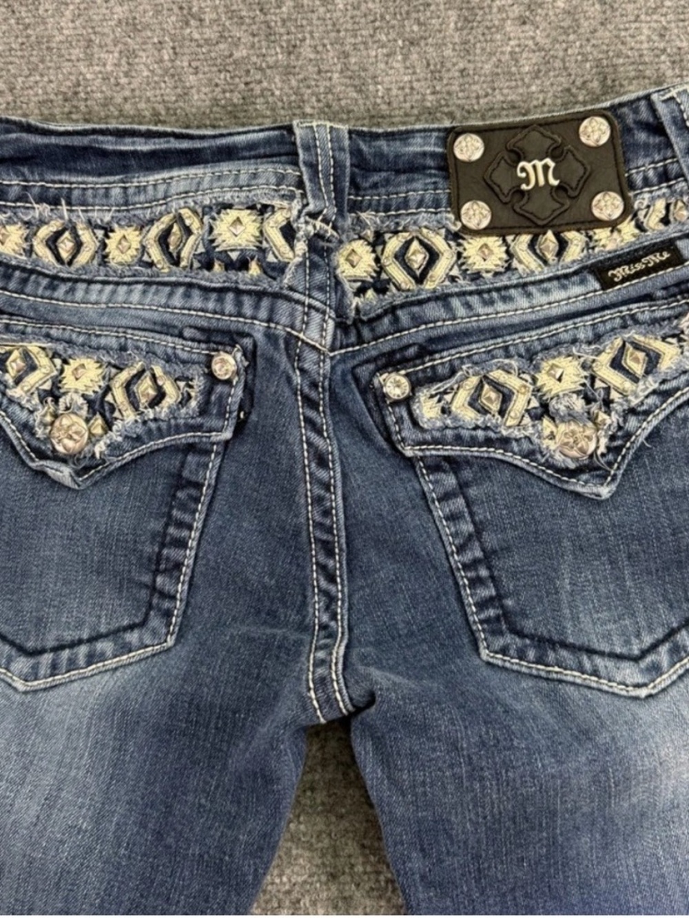 Miss Me Dark Blue Embroidered Boot Cut Jeans